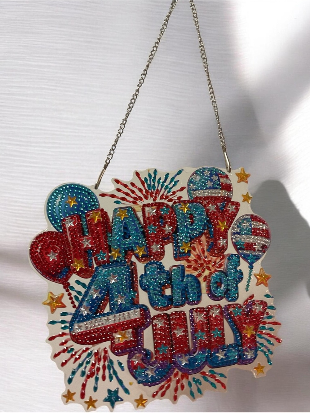 Patriotic "Happy 4th of July" Diamond Art Hanging Sign -  Sealed - Picture 2 of 2